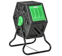 Composteur de jardin - Outsunny - rotatif 360° - 65 L - 24 trous de ventilation - en polypropylène - base en acier - noir
