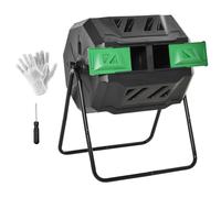 Outsunny Composteur Rotatif 160L à Double Chambre extérieur, Noir | Rotation 360°, Bac à compost de jardin, Portes coulissantes, Cadre en acier solide