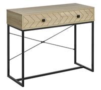 Outsunny Console Industrielle 2 Tiroirs Bois Naturel Pieds Métal Entrée Aosom France