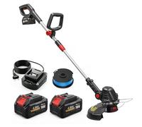 Outsunny Coupe-Bordures Sans Fil 18V 2 Batteries 4,0 Ah Chargeur Argent | Coupe 25 cm, Manche Télescopique, Carter Protège, Tête et Poignée Réglables, Coupe-Bordures Electrique, Jardin Pelouse
