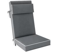 Outsunny Coussin de Siège avec Appui-tête 120x47x9.5cm Gris Foncé | Déperlant UPF50+ coussin de siège avec attaches pour chaises pliantes et de salle à manger, intérieur/extérieur