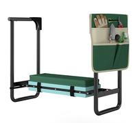 Outsunny Coussin et siège de jardin, capacité 150 kg, tabouret de jardin avec zone genoux fortement rembourrée, pieds en acier extensibles