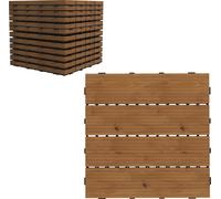 Outsunny Dalles terrasse - caillebotis - Lot de 12 pcs, Surface Max. 1,08 m²- emboîtables, Installation très Simple, dim. 30 x 30 cm