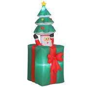 Outsunny Décoration de Noël gonflable LED Rouge et Vert - Père Noël dans boîte cadeau