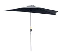 Outsunny Demi-Parasol 2,7 x 1,4 m Parasol de Balcon à Manivelle Gris