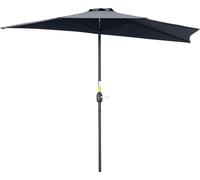 Outsunny Demi-parasol 2,7 x 1,4 m parasol de balcon avec ouverture fermeture manivelle, parasol de jardin extšŠrieur 5 entretoises en mšŠtal, polyester 180 g/m?, gris