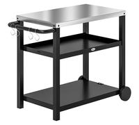 Outsunny Desserte plancha extérieure avec plan de travail, chariot de barbecue avec étagères crochets 102x50x81cm, gris charbon