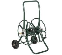Outsunny Dévidoir de tuyau d'arrosage sur roues 30 m Ø16 mm Métal Vert | Dévidoir Chariot, Enrouleur Tuyau d'Arrosage, Poignée Antidérapante