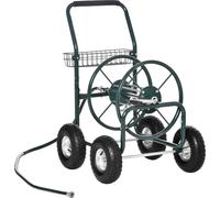 Outsunny DšŠvidoir sur Roues 70 m - dšŠvidoir mšŠtal - dšŠvidoir Chariot - Enrouleur Tuyau d'arrosage - poignšŠe antidšŠrapante, Panier Rangement - mšŠtal Vert