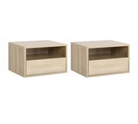 Outsunny Duo Tables de Chevet Murales Aspect Chêne Clair Design Épuré Installation Simplifiée Aosom France