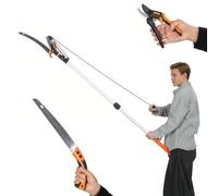 Outsunny Élagueur télescopique 2 en 1, Scie Manuelle pour Branches Hautes | Sécateur avec Verrou de Sécurité, Perche Télescopique en Aluminium 2 m, Lame Tranchante, pour Palmiers, Arbustes