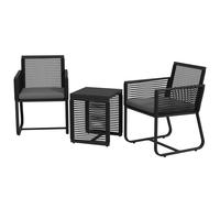 Outsunny Ensemble bistro 3 pièces Ensemble balcon Ensemble terrasse, résistant aux intempéries, design moderne, 53 cm x 57 cm x 77 cm, Noir + Gris