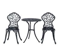 Outsunny Ensemble bistro pour 2 personnes Ensemble de mobilier de balcon Table de bistrot avec 2 chaises Noir