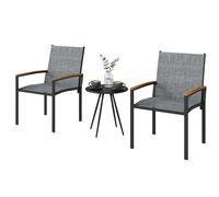 Outsunny Ensemble bistrot 3 pièces : chaises en Texteline et table, Gris mixte.