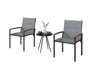 Outsunny Ensemble bistrot 3 pièces : chaises en Texteline et table, Gris mixte.