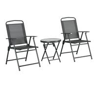 Outsunny Ensemble bistrot 3 pièces en métal résistant aux intempéries avec table en verre pliable Chaises de jardin Gris foncé