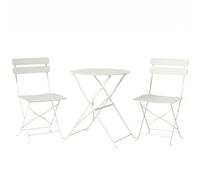Outsunny Ensemble Bistrot de Jardin 3 Pièces Table et 2 Chaises Pliantes à Lattes Double Protection Antirouille Crème
