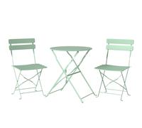 Outsunny Ensemble Bistrot de Jardin 3 Pièces Table et 2 Chaises Pliantes à Lattes Double Protection Antirouille Vert