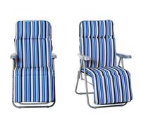 Outsunny Ensemble de 2 Chaises Longues avec Coussin Pliable Chaise Longue 5 Positions réglables Chaise de Jardin Meubles de Jardin en Acier Polyester Bleu 60 x 75 x 65-102 cm