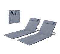 Outsunny Ensemble de 2 Matelas avec Dossier Inclinable, Appuie-tête et Sac de Transport 134x48x33-43 cm Gris