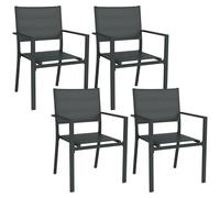 Outsunny - Ensemble de 4 chaises de jardin - Aluminium - 56.5x57.5x87cm - Gris