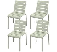 Outsunny Ensemble de 4 Chaises de Jardin Empilables en Lattes Vertes pour Bistro Aosom France