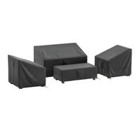 Outsunny Ensemble de 4 Housses Salon de Jardin Imperméables 420D Tissu Oxford, 6 Évents et Sac de Rangement, 142x80x77cm, Noir