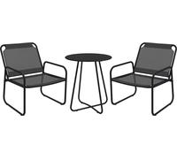 Outsunny Ensemble de jardin 3 pièces, salon de jardin, 2 fauteuils 1 table ronde, acier et tissu respirant, gris