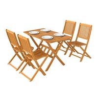 Outsunny Ensemble de jardin en bois FSC 5 pièces pliable Table avec 4 chaises pliantes Design à lames