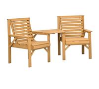 Outsunny Ensemble de Meubles de Jardin 3 pièces en Bois résistant aux intempéries avec Design à lamelles, Trou de Parasol, chaises de Jardin, Meubles de Balcon, Salon de Jardin, Marron