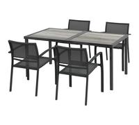Outsunny Ensemble de mobilier de jardin Gartensitzgruppe, 1 table, 4 chaises, 150 x 87 x 72 cm, Gris