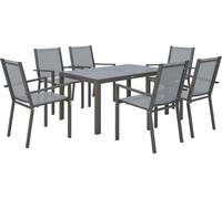 Outsunny Ensemble de salle à manger de jardin 6 pers – cadres en acier, 6 chaises empilables, gris