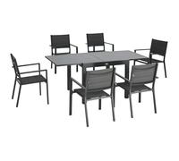 Outsunny Salon de Jardin extérieur en Aluminium et textilène Table Extensible 90 à 180 cm 6 chaises empilables - 6 Personnes - Gris
