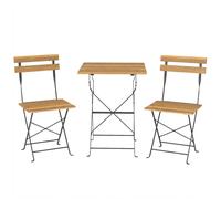 Outsunny Ensemble de Salon de Jardin Bistrot 3 Pièces, 2 Chaises Pliantes, Table Carrée en Bois d'Acacia, 55x55x71cm, Naturel