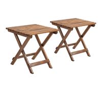 Outsunny Ensemble de Tables de Terrasse, 2 Tables Pliantes en Bois d'Acacia, 45x45x45cm, Teck