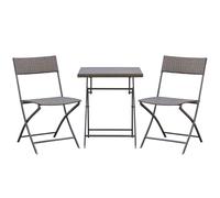 Outsunny Ensemble meubles de jardin design table carré et chaises pliables résine tressée 4 fils métal noir