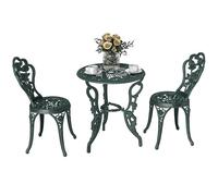 Outsunny – Salon de jardin 2 places néo-rétro – 2 chaises + table ronde – aluminium vert vieilli