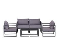 Outsunny Ensemble salon de jardin 4 pièces 2 fauteuils + canapé 2 places + table basse coussins lavables aluminium gris