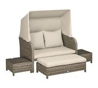 Ensemble salon de jardin Outsunny Résine tressée en PE 132x86x75cm Kaki