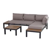 Outsunny Ensemble Salon de Jardin d'Angle 3 Pièces Aluminium Côtés Extensibles avec Table Basse Coussins Grand Confort Fournis aosom france