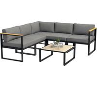 Outsunny Ensemble Salon de Jardin d'angle extérieur Design Contemporain 6 pièces pour 5 personnes - en aluminium - grand confort