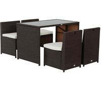 Outsunny Ensemble salon de jardin encastrable 4 chaises monoblocs avec coussins déhoussables et table résine tressée chocolat