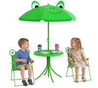 Outsunny Ensemble salon de jardin pour enfants 2 chaises pliables 1 table 1 parasol hauteur réglable Ø 50 x 46 cm vert