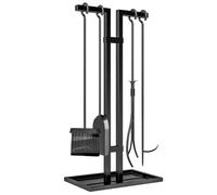 Ensemble serviteur de cheminée 5 pièces - Outsunny - en métal - avec balai, pelle, pince, tisonnier et support - noir
