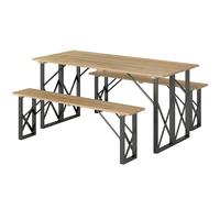 Outsunny Ensemble table et bancs en bois table de pique-nique en bois avec banc pour 6 à 8, 160 cm trou de parasol de 5 cm marron