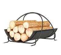 Outsunny Étagère à bois de chauffage pour l'intérieur 51 x 38 x 33cm géométrique étagère à bois de chauffage avec poignée en métal, Noir