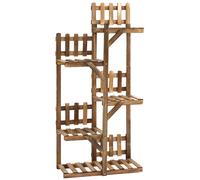 Outsunny Étagère à Fleurs en Bois 5 tablettes Ornement Petites barrières 60 x 30x 130cm Bois de Sapin traité carbonisation