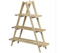 Outsunny Étagère à Fleurs Pliable 3 Niveaux en Bois Massif de Sapin Clair pour Jardin Aosom France