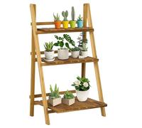 Outsunny Étagère à fleurs support plantes intérieur supports de pots porte plante 3 niveaux pliable bois de sapin 40 x 37 x 93 cm charge max. 40 kg pour intérieur, cour, terrasse, balcon