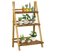 Outsunny Étagère à plantes en bois forme pyramidale échelle pliante avec 3 étagères 60 x 37 x 93 cm marron Aosom France